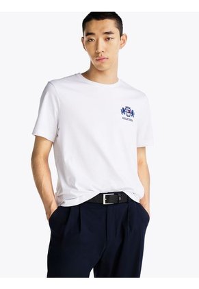 Camiseta Blanca Con Logo Bordado Tommy Hilfiger