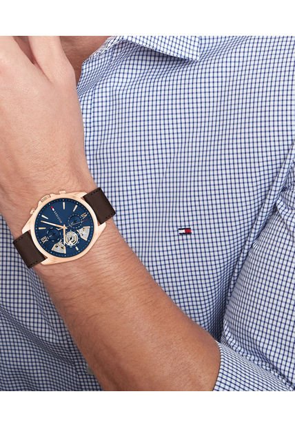 Reloj Azul Para Hombre De Color Oro Rosa Tommy Hilfiger