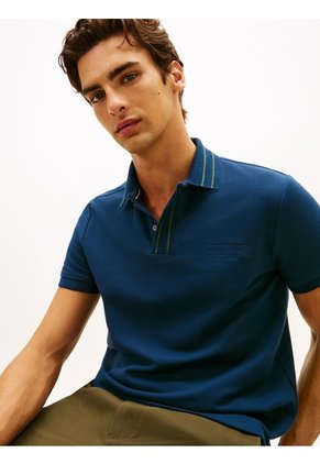 Polo Azul De Corte Regular Con Logo Tommy Hilfiger