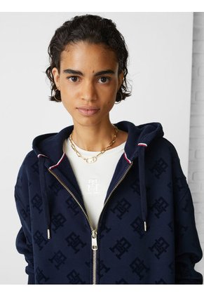 Sudadera Oversize Con Capucha Y Monogramas Azul Tommy Hilfiger