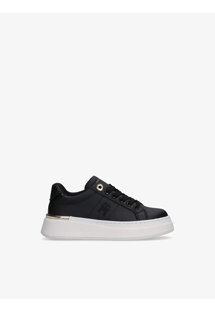 Tenis Negro Para Niña De Corte Bajo Con Cordones Tommy Hilfiger