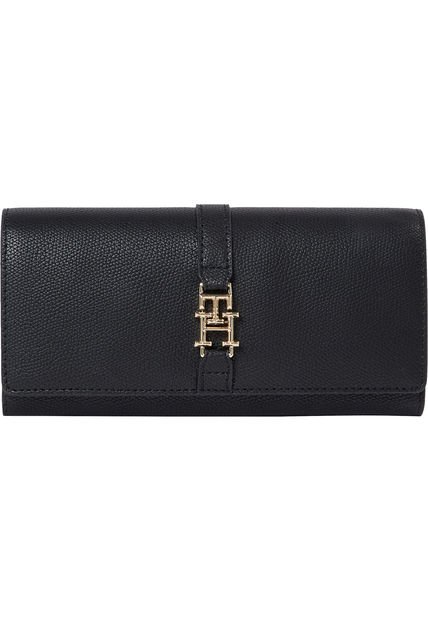 Cartera Con Logo Metalico Negro Tommy Hilfiger