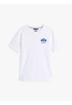 Camiseta Blanca Con Logo Bordado Tommy Hilfiger