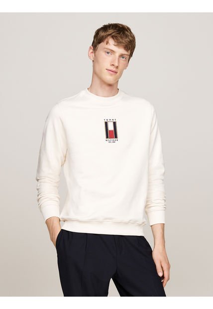 Saco Blanco Con Logo Vertical Bordado Tommy Hilfiger
