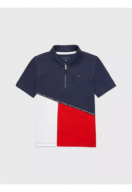 Polo Azul Con Diseño De Bandera TH Para Niño Tommy Hilfiger