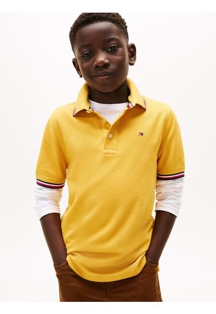 Polo Amarillo Manga Corta Con Logo Tommy Hilfiger