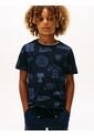 Camiseta Azul Oscuro Manga Corta Con Diseño AOP Tommy Hilfiger de Tommy Hilfiger