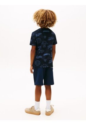 Camiseta Azul Oscuro Manga Corta Con Diseño AOP Tommy Hilfiger