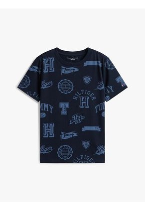 Camiseta Azul Oscuro Manga Corta Con Diseño AOP Tommy Hilfiger