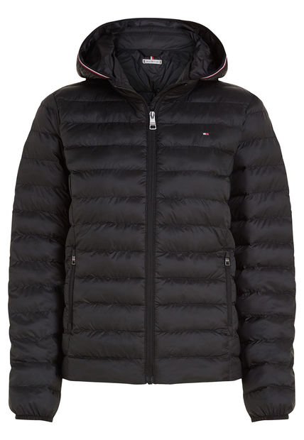Chaqueta Negra Acolchada Con Logo Bordado Tommy Hilfiger