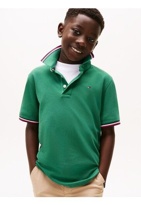 Polo Verde Manga Corta Con Logo Tommy Hilfiger