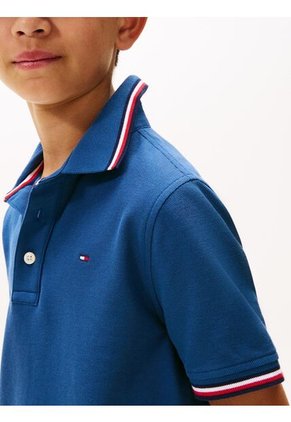 Polo Azul Manga Corta Con Logo Tommy Hilfiger