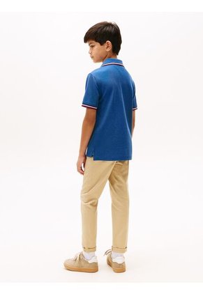 Polo Azul Manga Corta Con Logo Tommy Hilfiger