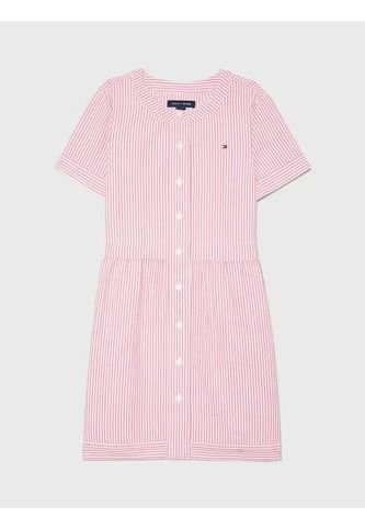 Vestido Rosado Camisero Con Diseño De Rayas Para Niña Tommy Hilfiger Tommy Hilfiger