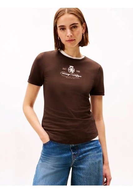 Camiseta Marrón Varsity De Corte Slim Tommy Hilfiger