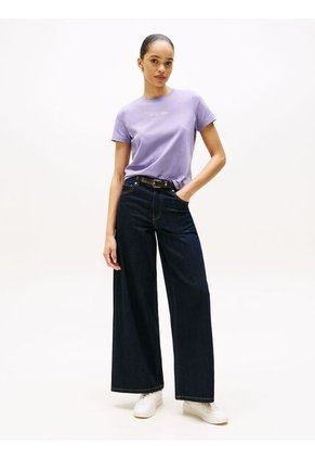 Camiseta Purpura Con Logo Texturizado Tommy Hilfiger