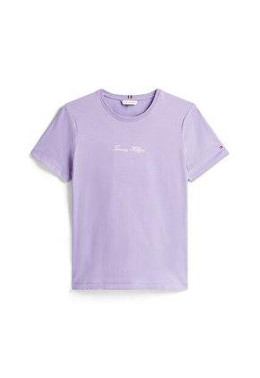 Camiseta Purpura Con Logo Texturizado Tommy Hilfiger