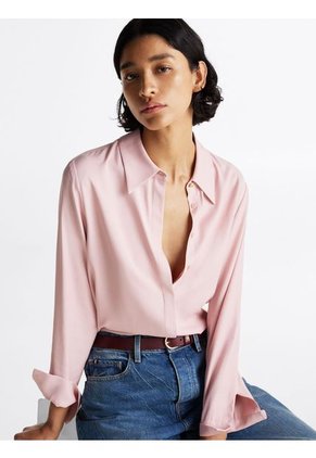 Camisa Rosa De Corte Amplio Y Tapeta Oculta Tommy Hilfiger