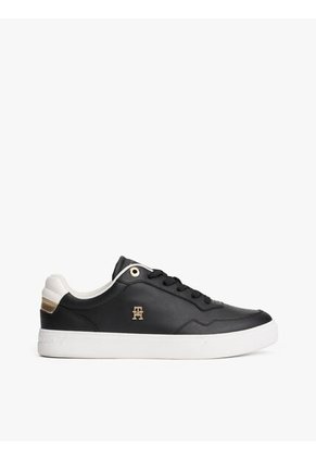 Tenis Negro En Cuero Con Monograma TH Tommy Hilfiger