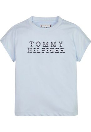 Camiseta Con Logo De Rayas Náuticas Niña Celeste Tommy Hilfiger
