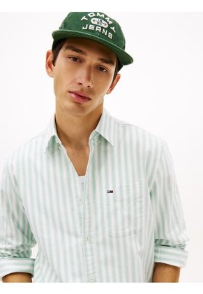Camisa Verde Oxford De Rayas Tommy Jeans