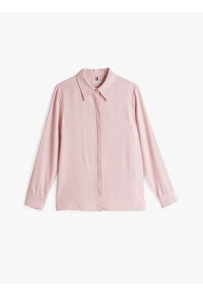 Camisa Rosa De Corte Amplio Y Tapeta Oculta Tommy Hilfiger
