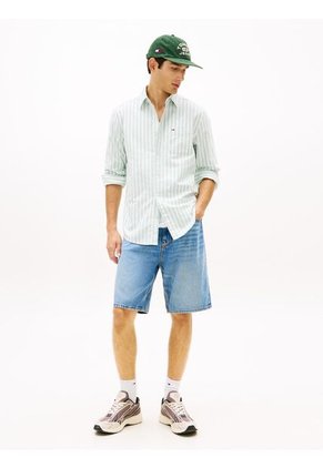 Camisa Verde Oxford De Rayas Tommy Jeans
