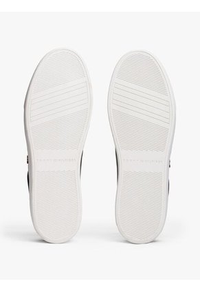 Tenis Negro En Cuero Con Monograma TH Tommy Hilfiger