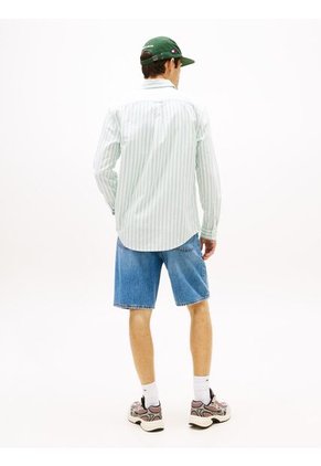 Camisa Verde Oxford De Rayas Tommy Jeans
