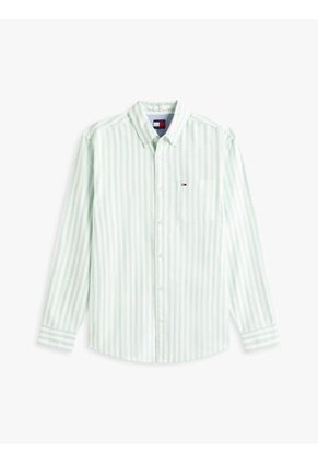 Camisa Verde Oxford De Rayas Tommy Jeans