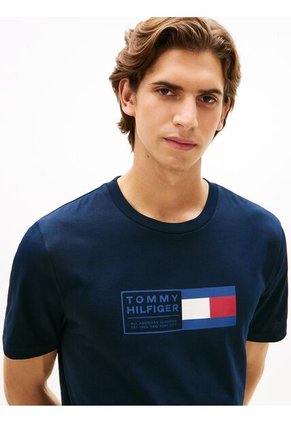 Camiseta Azul De Punto Con Cuello Redondo Tommy Hilfiger
