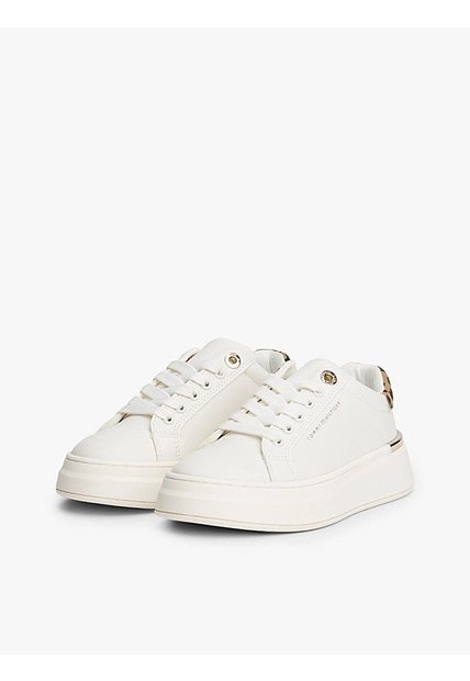 Tenis Blanco Para Niña De Corte Bajo Con Cordones Tommy Hilfiger