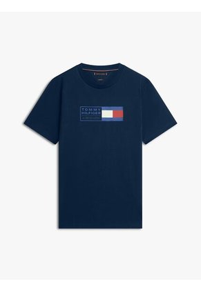 Camiseta Azul De Punto Con Cuello Redondo Tommy Hilfiger