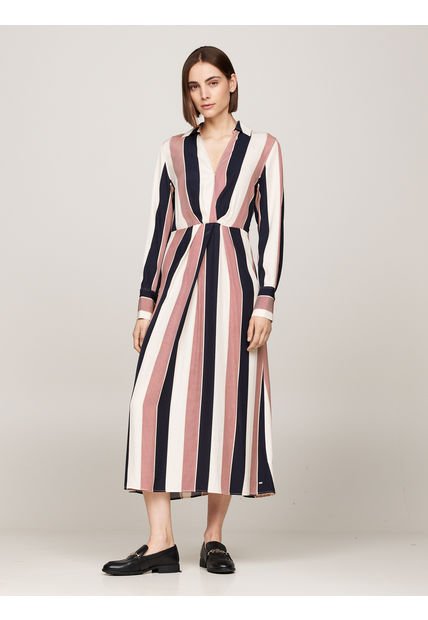 Vestido Multicolor Largo Global Stripe Tommy Hilfiger