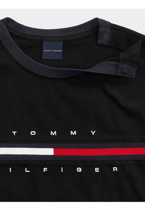 Camiseta  Adaptive Con Rayas Signature Con Logo Hombre Negro Tommy Hilfiger