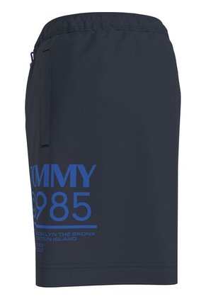 Pantaloneta De Baño Azul Slim Con Logo Y Cordón