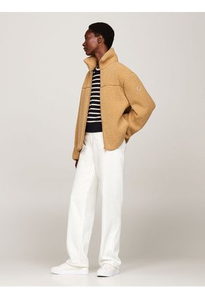 Chaqueta Beige En Tejido Polar De Peluche Tommy Hilfiger