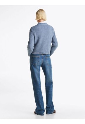 Cárdigan Celeste Texturizado Con Botones Dorados Tommy Hilfiger