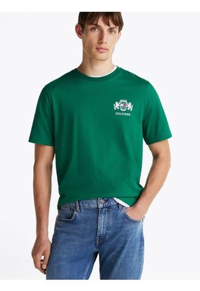 Camiseta Verde Con Logo Bordado Tommy Hilfiger
