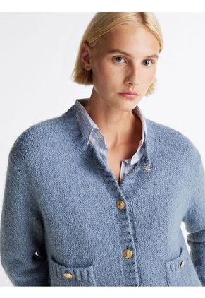 Cárdigan Celeste Texturizado Con Botones Dorados Tommy Hilfiger