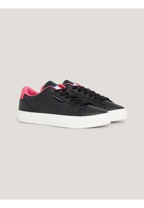 Tenis Negro Essential De Cuero Con Logo Tommy Hilfiger