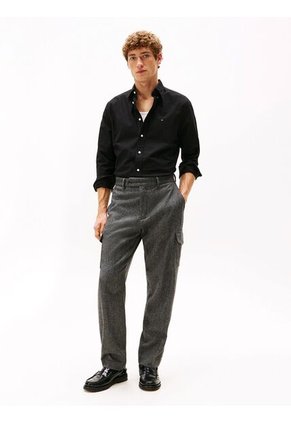 Camisa Negra De Corte Regular Con Logo Bordado Tommy Hilfiger