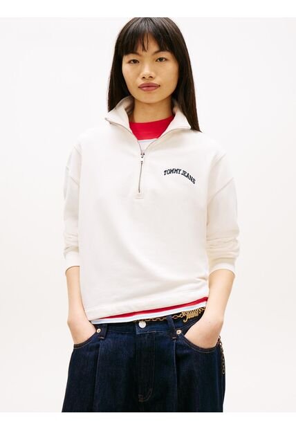 Buzo Blanco De Corte Amplio Con Logo Bordado Tommy Jeans