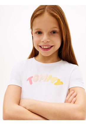 Camiseta Blanca De Punto Con Logo Texturizado Tommy Hilfiger
