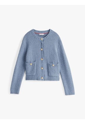 Cárdigan Celeste Texturizado Con Botones Dorados Tommy Hilfiger