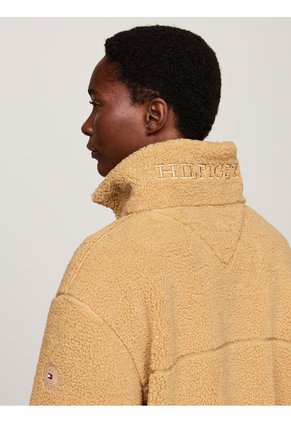 Chaqueta Beige En Tejido Polar De Peluche Tommy Hilfiger