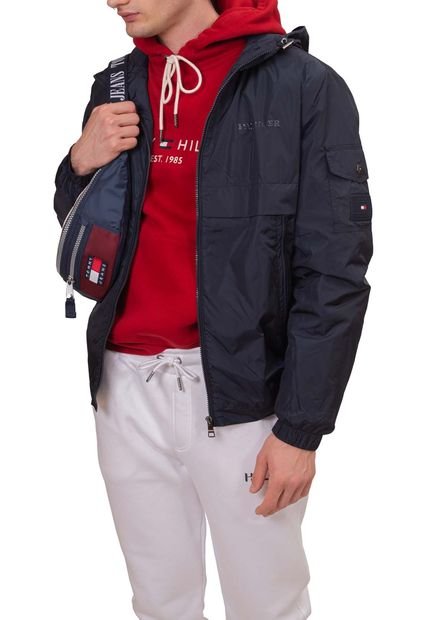 Chaqueta Azul Cortavientos Estándar Para Hombre Tommy Hilfiger