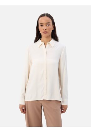 Camisa Beige De Corte Amplio Y Tapeta Oculta Tommy Hilfiger