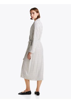 Vestido Gris Cruzado Midi Con Cuello En V Tommy Hilfiger