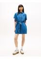 Minivestido Azul Camisero De Chambray Con Cinturón Tommy Jeans de Tommy Hilfiger